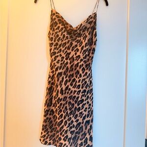 Alice + Olivia Tan and Black Animal Print Dress